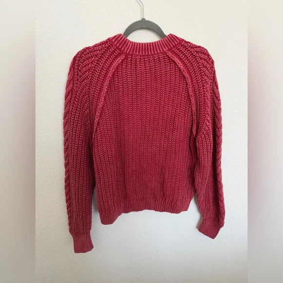NWT Free People Frankie Cable Knit Sweater Cherry Small - Picture 4 of 5